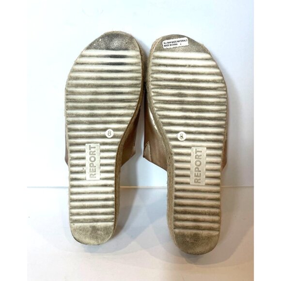 Report Metallic Bronze Jute Wrapped Platform Slides White Rubber Sole Size 8 - Picture 10 of 11
